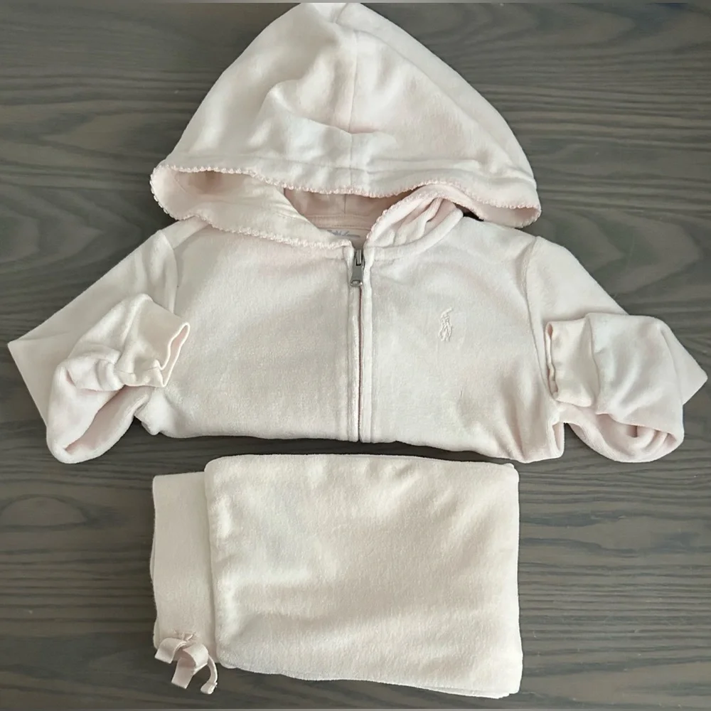 RALPH LAUREN BABY GIRL HOODIE AND JOGGER SET